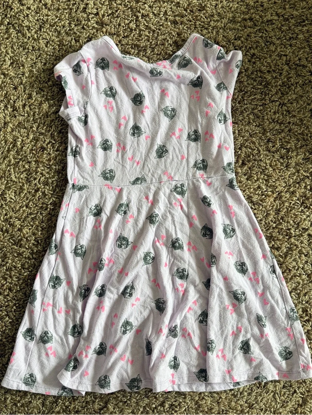 Cat & Jack Girls' lavender Kitty Print Dress - Pink Accents - Picture 3 of 4